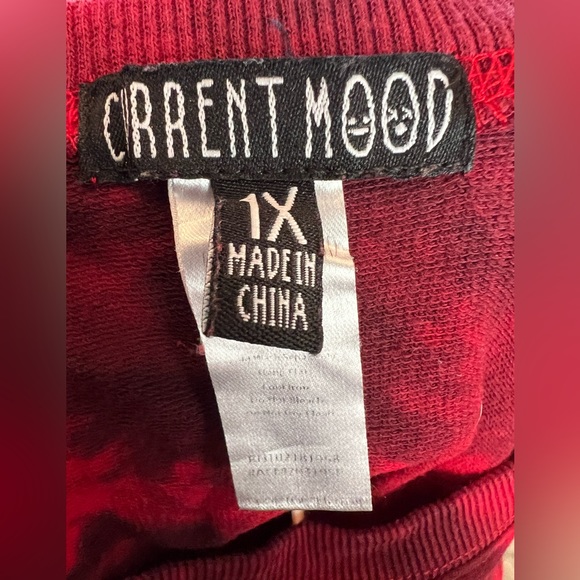 Current Mood Plus Size Red Tie Dye Sweatshirt 1X - Picture 6 of 8